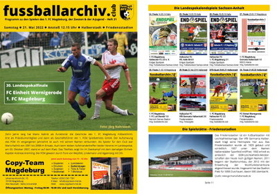Titelseite und Seite 11 Programmheft #WERFCM Landespokalfinale